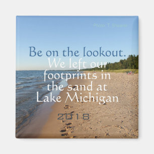 Imán Lake Michigan Beach Dated Travel Fridge Magnet
