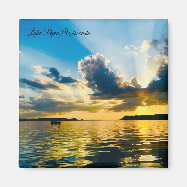 Imán Lake Pepin Sunset: Golden Hour over the Water  (Frente)