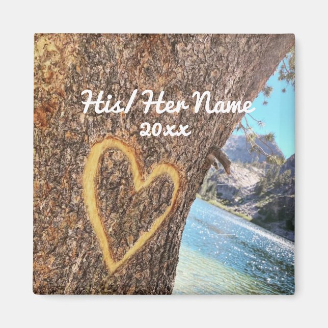 Imán Lake Tahoe Blue Water Tree Heart Love (Frente)