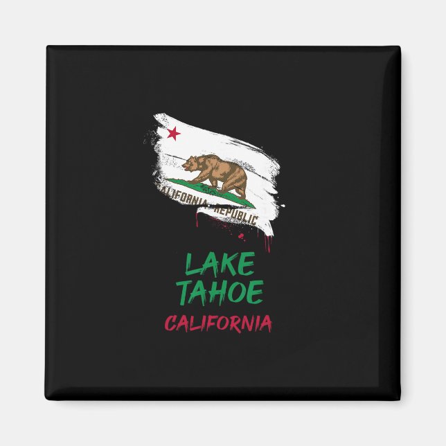 Imán Lake Tahoe California Paint Splatter Flag Vacation (Frente)