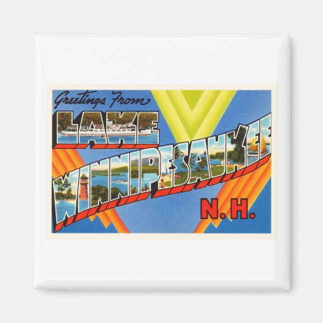 Imán Lake Winnipesaukee #2 New Hampshire NH Old Travel (Frente)