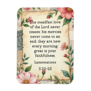 Imán Lamentaciones 3:22–23 Diseño Floral Vintage