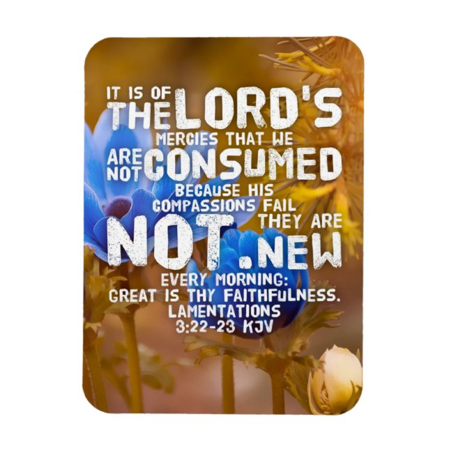 Imán Lamentaciones 3:22-23 Verso de la Biblia de KJV (Vertical)