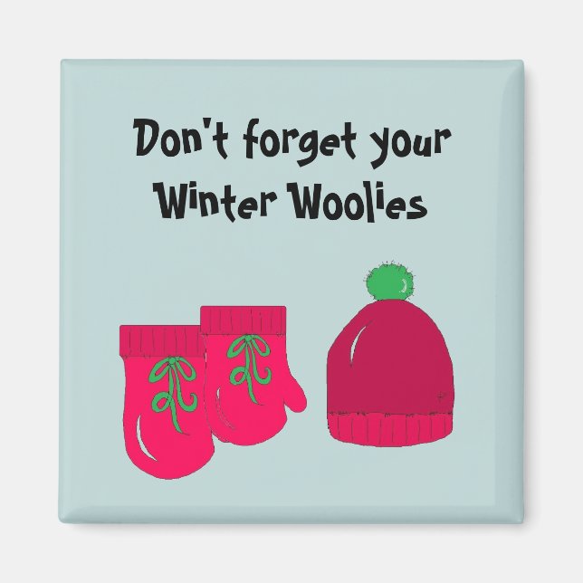 Imán Lana de invierno - Mittens y Toque (Frente)