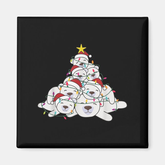 Imán Lar Bear Christmas Tree Funny Animal Christmas Lar (Frente)