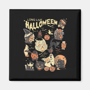 Imán Larga vida a Halloween Vintage Witch Ghost Bl