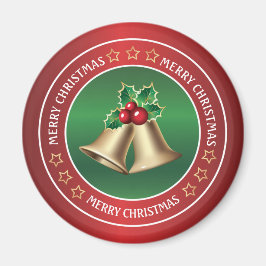 Imán Las campanas de los Navidades dorados y el holly