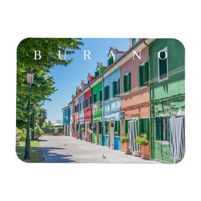 Imán Las casas de la isla de Burano tienen vistas al im (Horizontal)