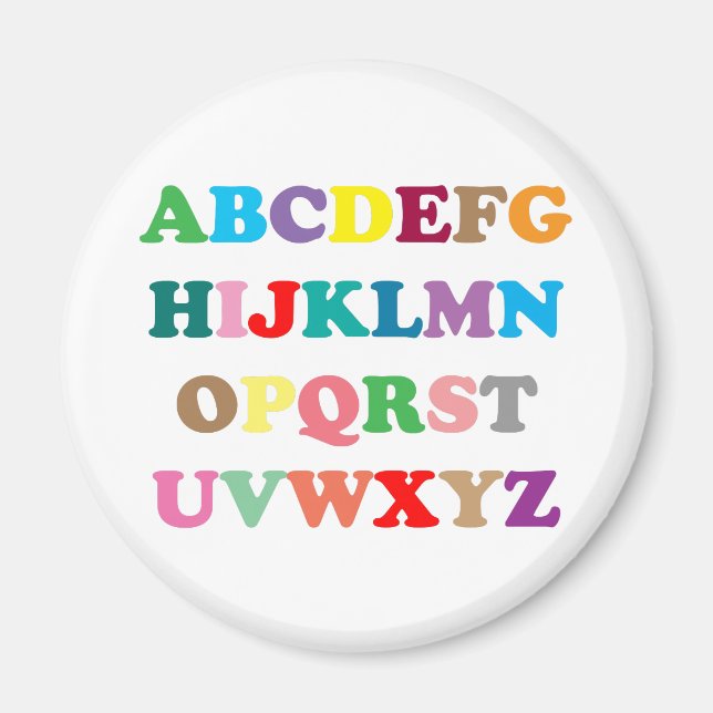 Imán Las coloridas letras del ABC (Frente)