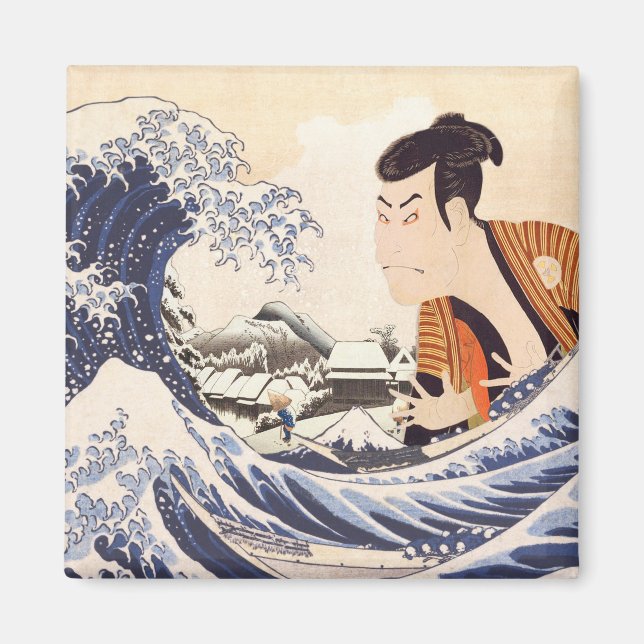 Imán Las grandes olas de collages de ukiyoe (Frente)