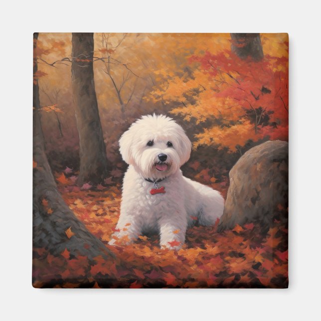Imán Las hiedras de Bichon en otoño se inspiran en la c (Frente)