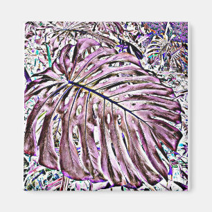 Imán Las hojas de Monstera Tropical en Púrpura