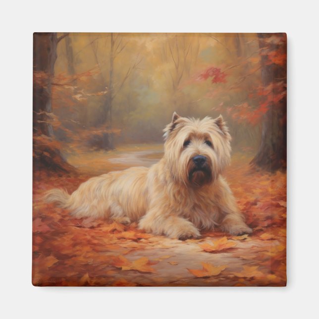 Imán Las hojas de Wheaten Terrier se inspiran en otoño (Frente)