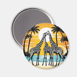 Imán Las jirafas en la playa