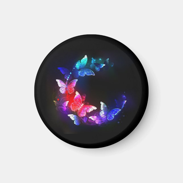 Imán Las mariposas nocturnas brillantes de Neon en el f (Frente)