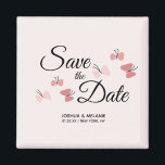 Imán Las mariposas románticas rosan salvan las fechas<br><div class="desc">Guardar los anuncios de fechas con imanes de mariposas rosas</div>