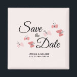 Imán Las mariposas románticas rosan salvan las fechas<br><div class="desc">Guardar los anuncios de fechas con imanes de mariposas rosas</div>