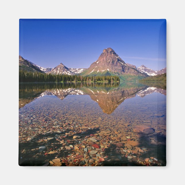 Imán Las montañas se reflejan en el tranquilo lago Two  (Frente)