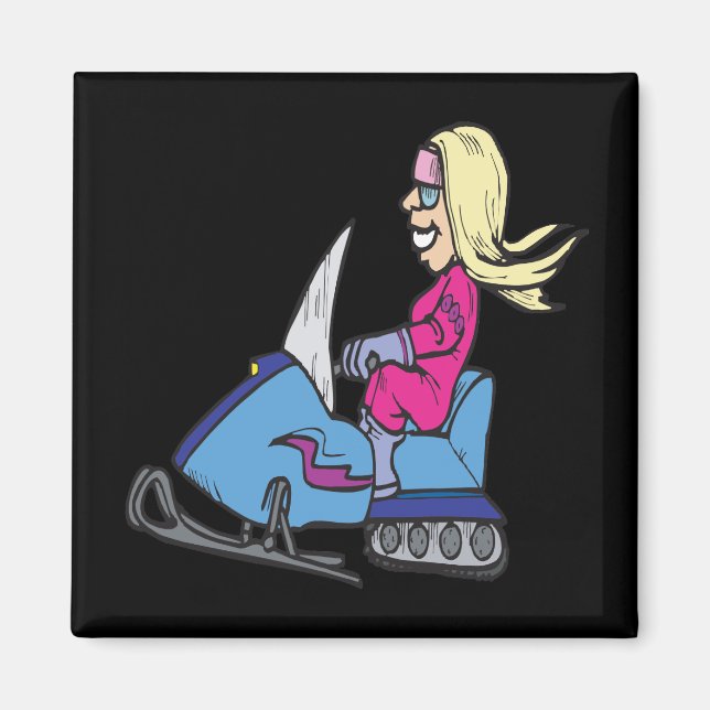 Imán Las mujeres en moto de nieve (Frente)