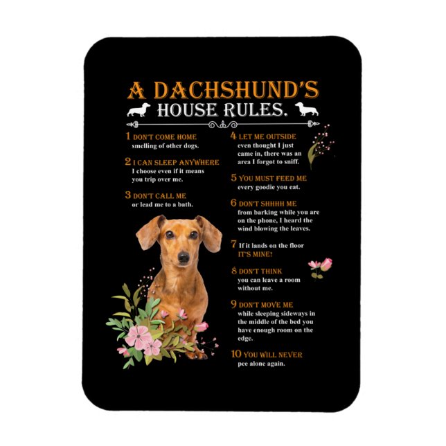 Imán Las reglas de la casa de un Dachshund (Vertical)