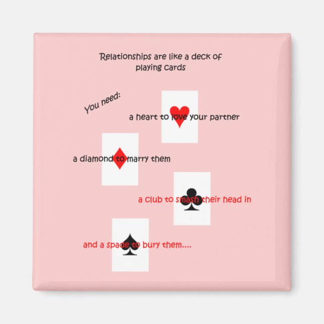 Imán 'Las relaciones son como un mazo de cartas...' (Frente)