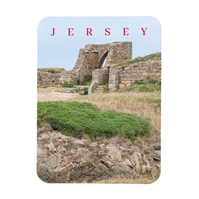 Imán Las ruinas del castillo de Jersey Grosnez tienen v (Vertical)