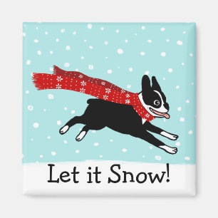 Imán Las vacaciones de invierno Boston Terrier lo