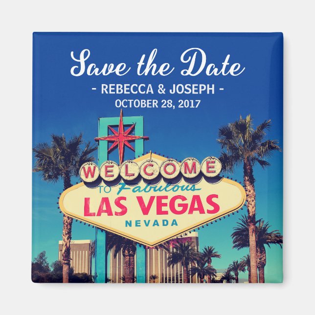Imán Las Vegas Boda Retro Photo Save the Date (Frente)