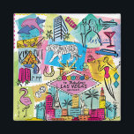 Imán Las Vegas, Nevada<br><div class="desc">Viajes globales X de Farida Zaman. La imagen muestra la ciudad de Las Vegas,  Nevada con varios monumentos famosos y elementos de la ciudad. | SID23322</div>