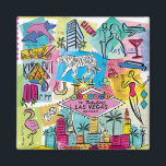 Imán Las Vegas, Nevada<br><div class="desc">Viajes globales X de Farida Zaman. La imagen muestra la ciudad de Las Vegas,  Nevada con varios monumentos famosos y elementos de la ciudad. | SID23322</div>