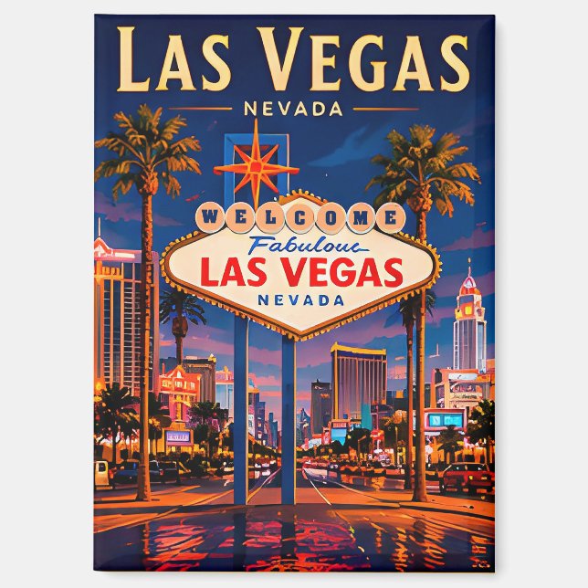 Imán 🎰 Las Vegas Nevada Strip y horizonte (Anverso)