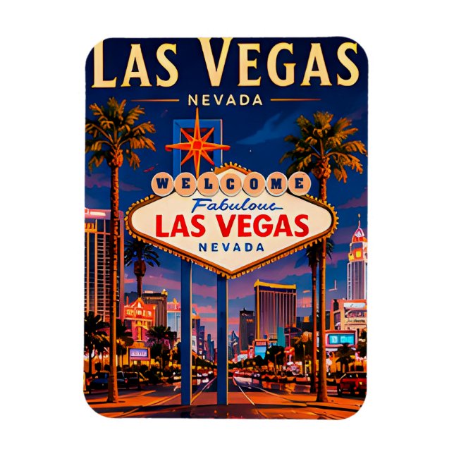 Imán 🎰 Las Vegas Nevada Strip y horizonte (Vertical)