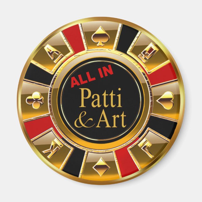 Imán Las Vegas VIP Black Gold Red Casino Chip Favor (Frente)
