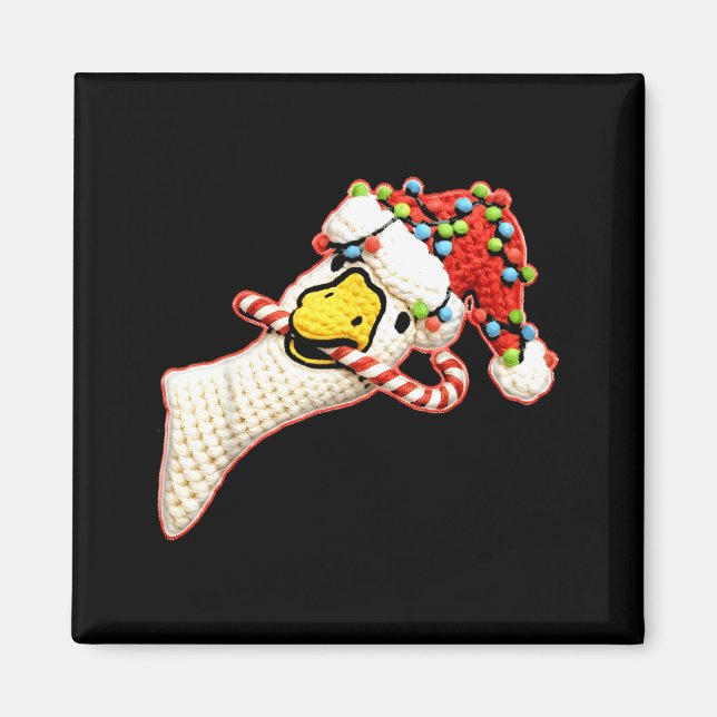 Imán Latch Hook Faux Yarn Funny Goose Christmas Crochet (Frente)