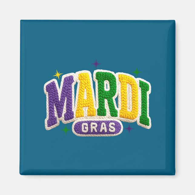 Imán Latch Hook Mardi Gras Trendy Funny Gift Tee Men, W (Frente)
