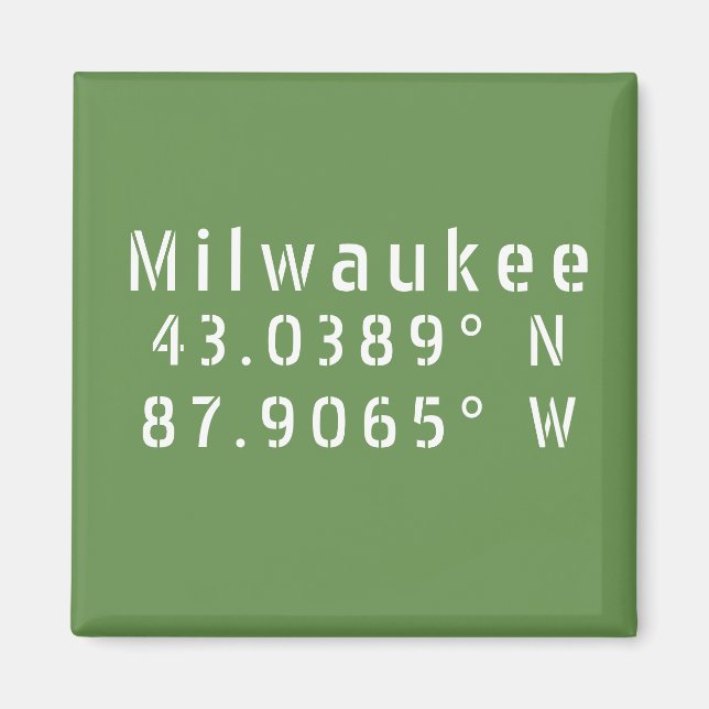 Imán Latitud y Longitud de Milwaukee (Frente)
