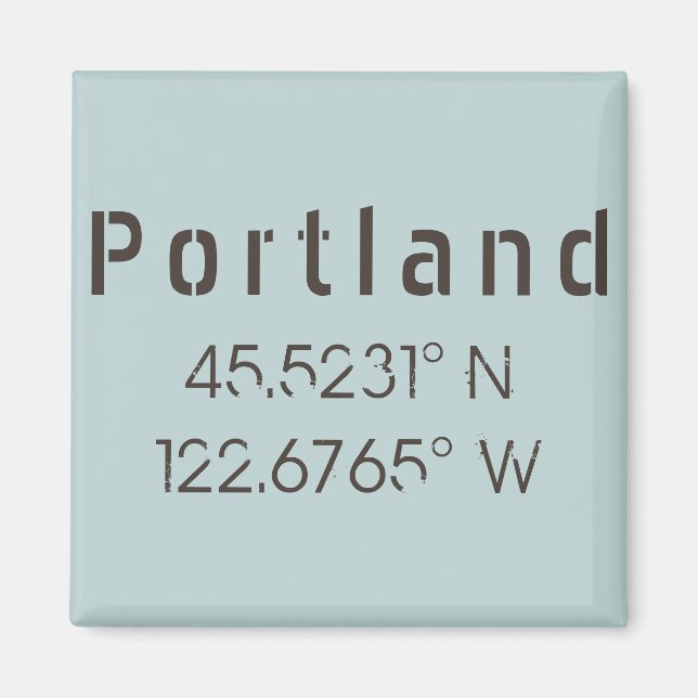 Imán Latitud y longitud de Portland (Frente)