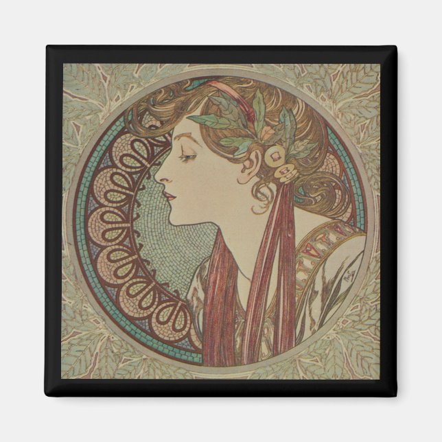 Imán Laurel de Alphonse Mucha (Frente)