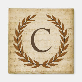 Imán Laurel Wreath Sheet Music Monograma inicial C