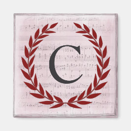 Imán Laurel Wreath Sheet Music Monograma inicial C