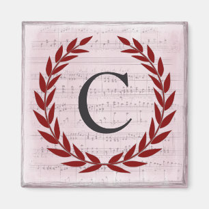 Imán Laurel Wreath Sheet Music Monograma inicial C