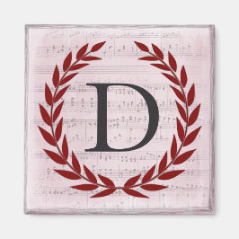 Imán Laurel Wreath Sheet Music Monograma Inicial D