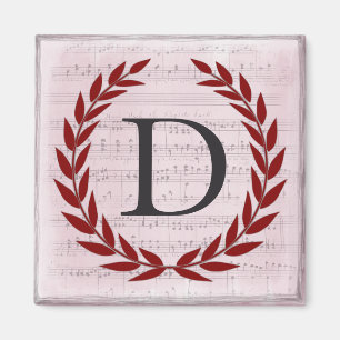 Imán Laurel Wreath Sheet Music Monograma Inicial D
