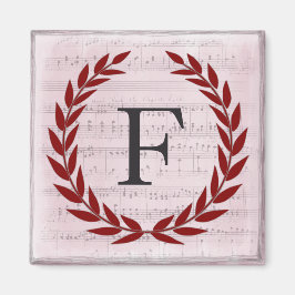 Imán Laurel Wreath Sheet Music Monograma Inicial F