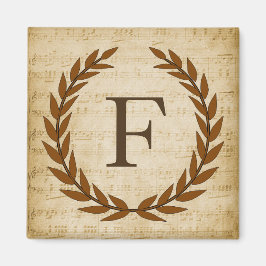Imán Laurel Wreath Sheet Music Monograma Inicial F
