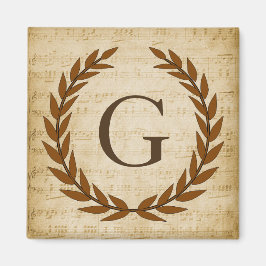 Imán Laurel Wreath Sheet Music Monograma inicial G