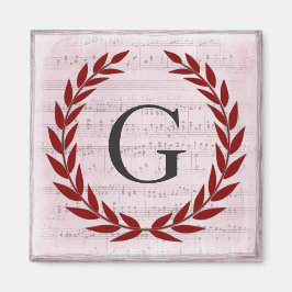 Imán Laurel Wreath Sheet Music Monograma inicial G