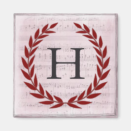 Imán Laurel Wreath Sheet Music Monograma inicial H