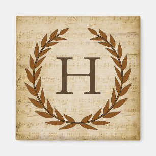Imán Laurel Wreath Sheet Music Monograma inicial H