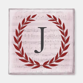 Imán Laurel Wreath Sheet Music Monograma inicial J